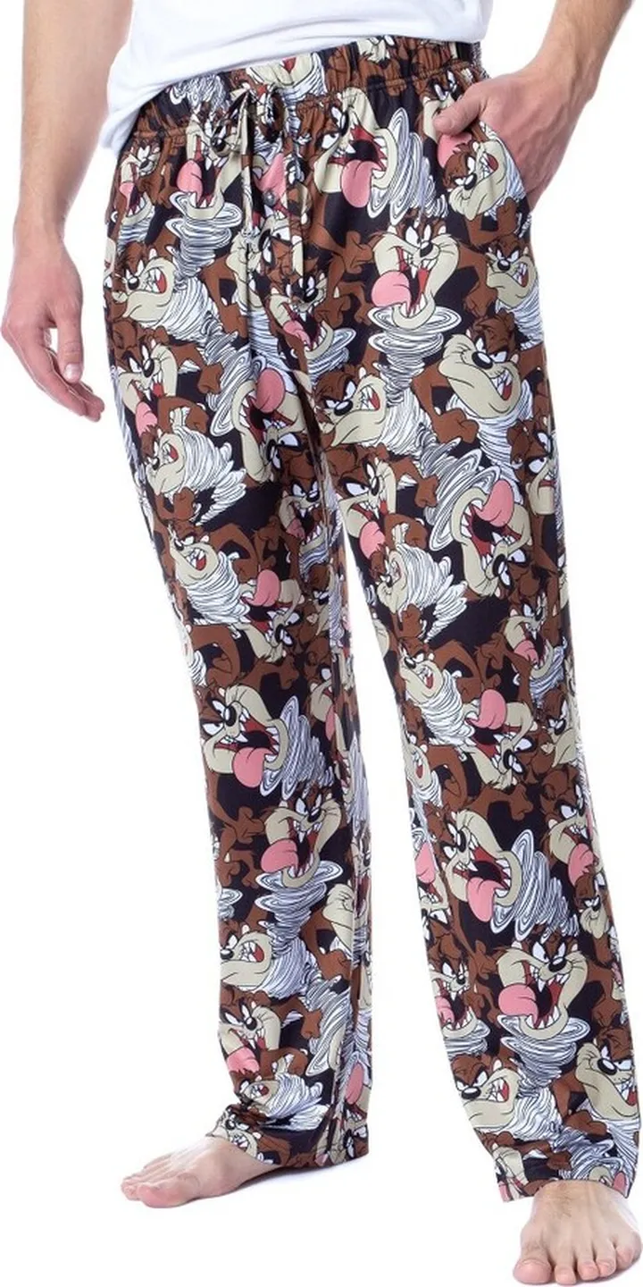 Looney Tunes Mens' Character Tasmanian Devil Taz Sleep Pajama Pants (Medium) Black