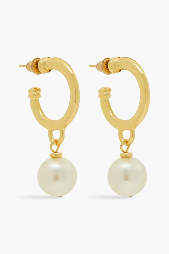 24-Karat Gold-Plated Faux Pearl Hoop Earrings