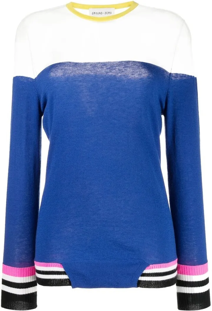Sheer-Panel Fine-Knit Top