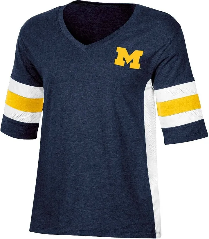 NCAA Michigan Wolverines Women's V-Neck Mesh Side T-Shirt - M