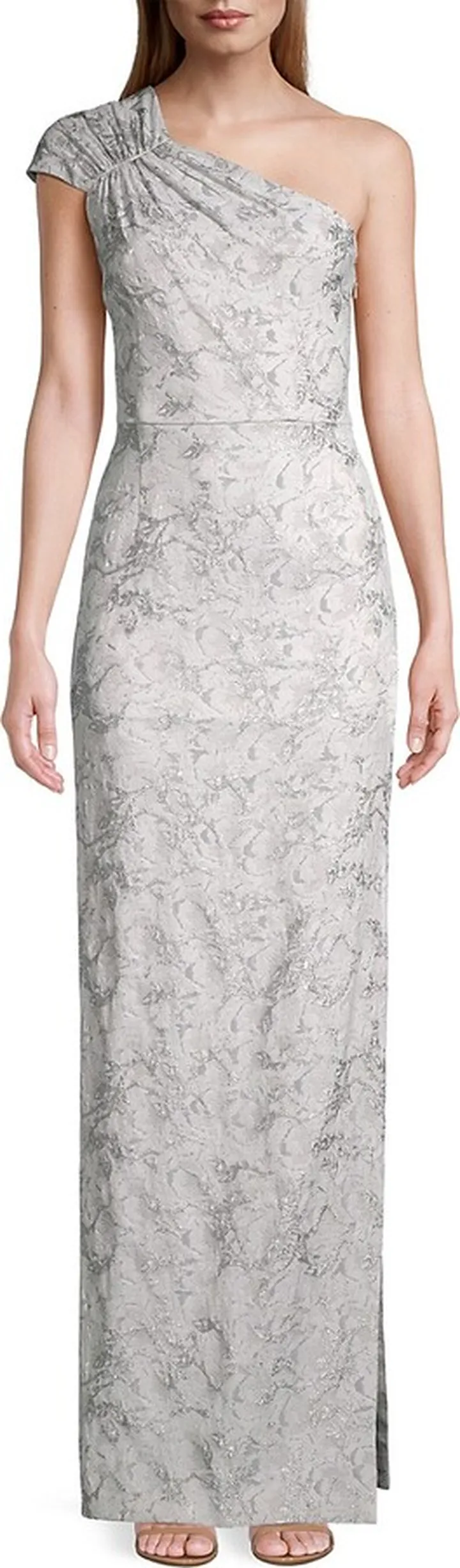 Metallic One Shoulder Gown