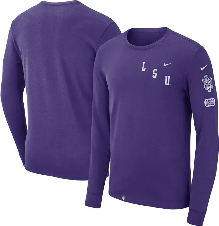 Men's Nike Purple Lsu Tigers Repeat Logo 2-Hit Long Sleeve T-shirt