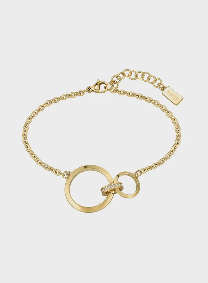 Ionic Gold Stainless Steel With Crystal Bracelet