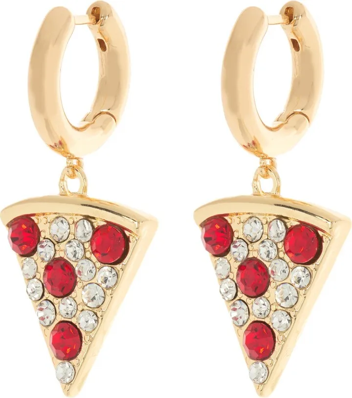 Crystal & CZ Pizza Dangle Earrings
