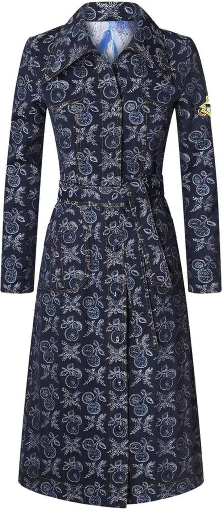 Floral-Jacquard Belted Dress