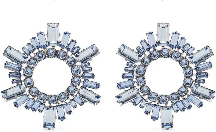 Blue Silver-Tone Begum Crystal Earrings