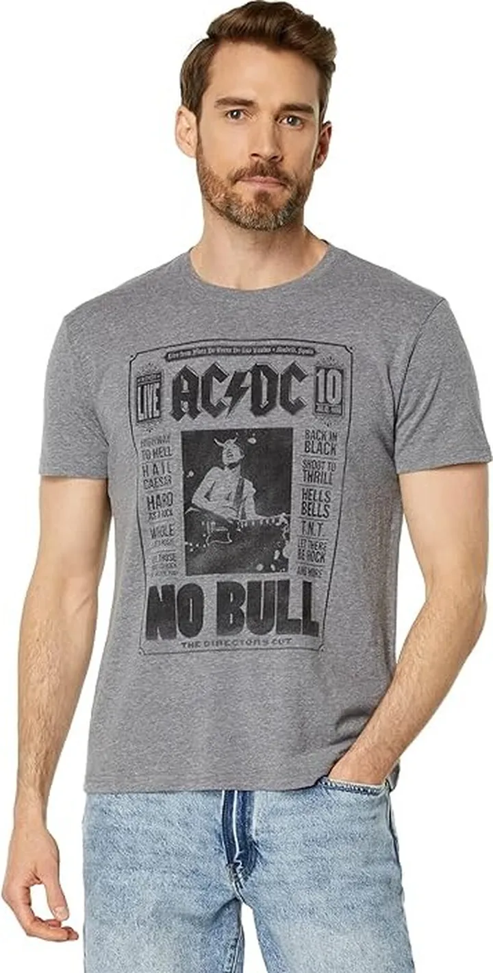 Lucky Brand ACDC No Bull Tee (Heather Grey) Men's Clothing