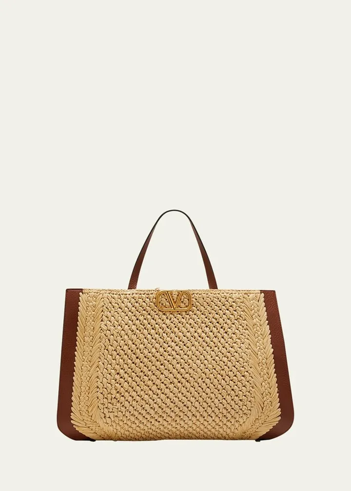 VLOGO Raffia Tote Bag