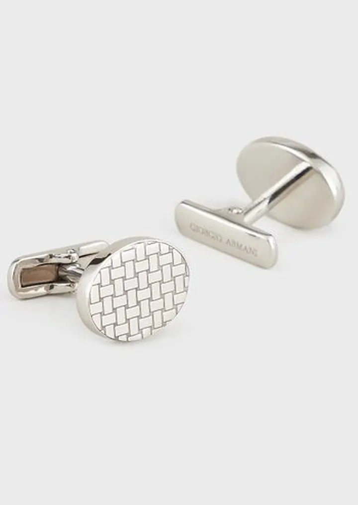 925 Silver cufflinks with geometric texture