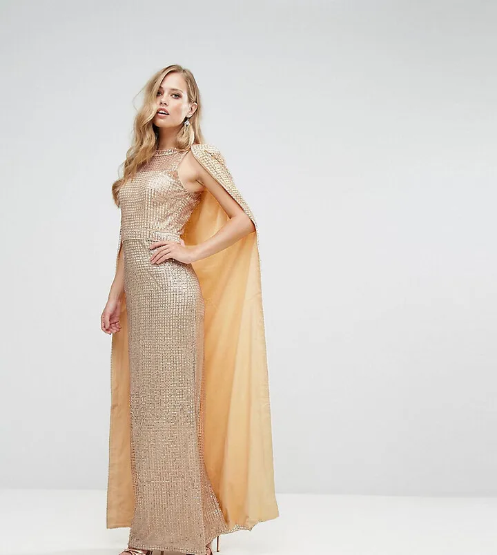 Bariano Sequin Maxi Dress With Cape
