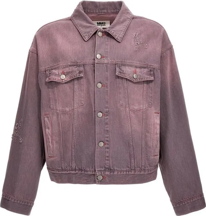 MM6 Maison Margiela Distressed Buttoned Denim Jacket