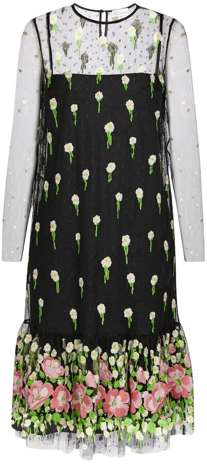 Floral point d'espirit tulle midi dress