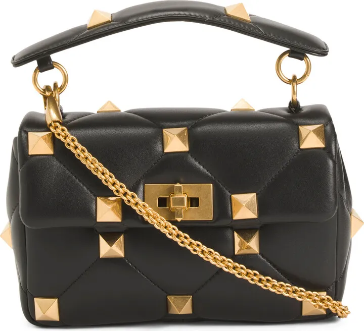 Made In Italy Medium Roman Stud Quilted Leather Crossbody