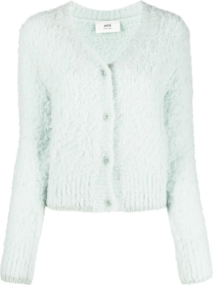 V-neck fleece cardigan