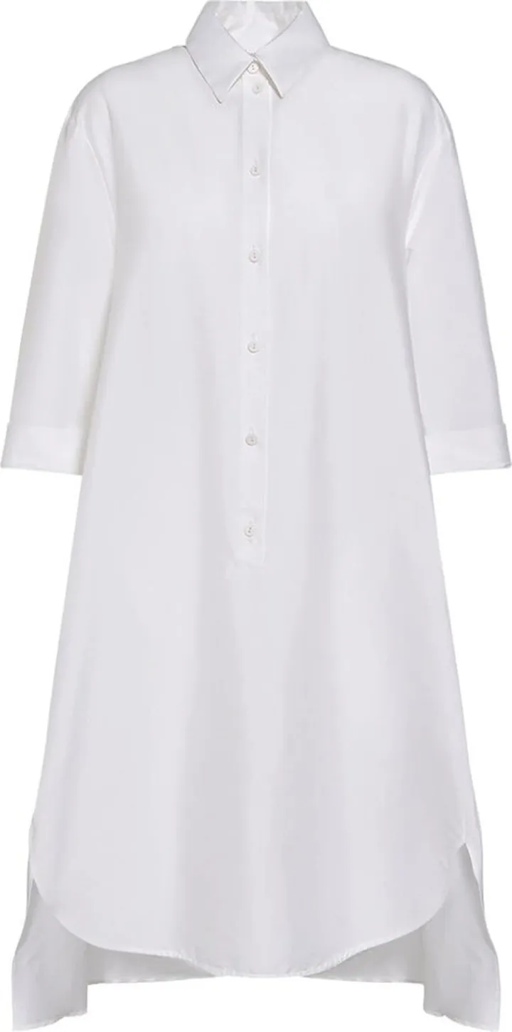 Cotton blend poplin midi shirt dress