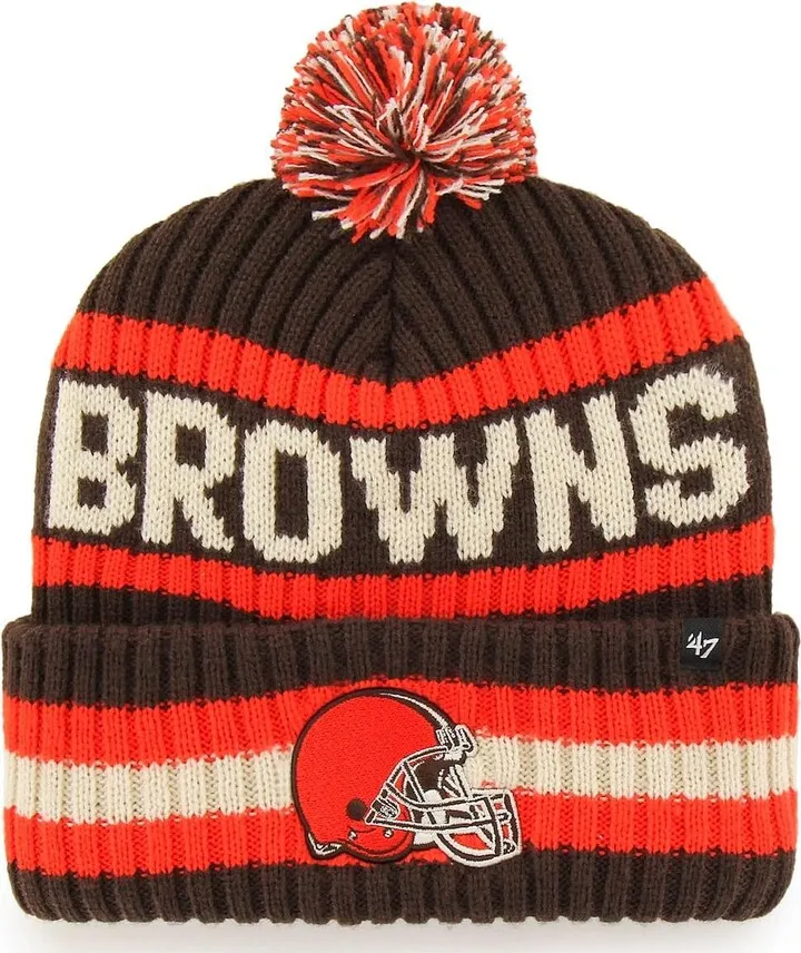 Men's '47 Brand Brown Cleveland Browns Bering Cuffed Knit Hat with Pom