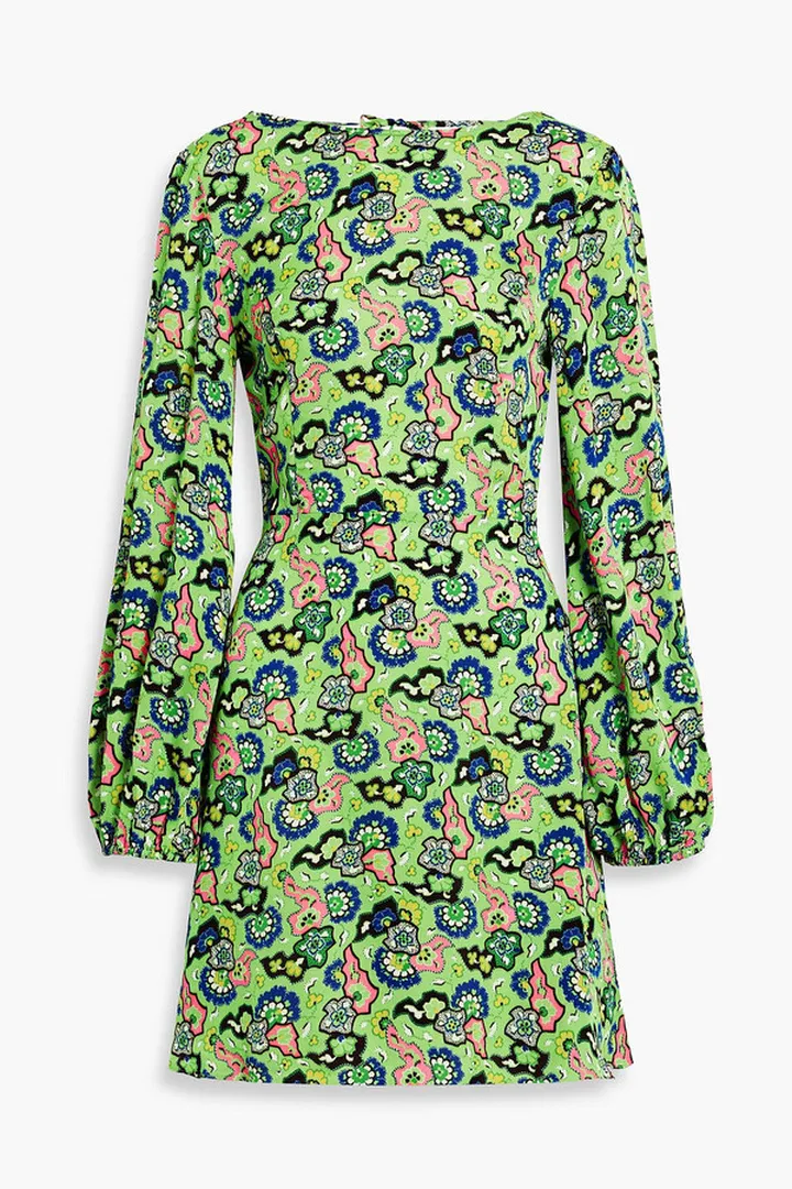 Bonnie open-back floral-print crepe mini dress