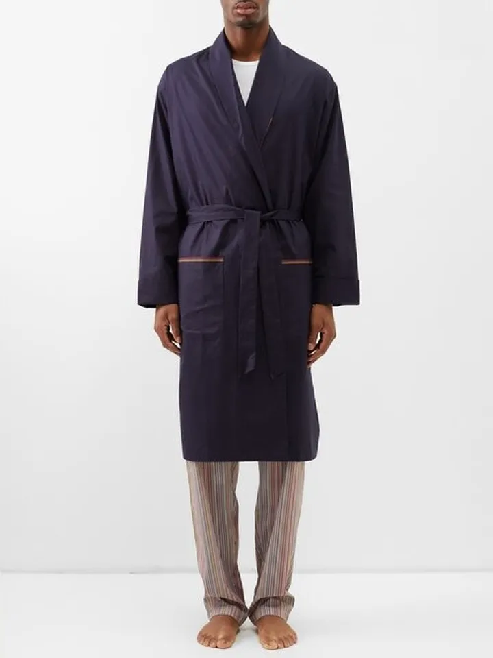 Artist-stripe Cotton-poplin Robe