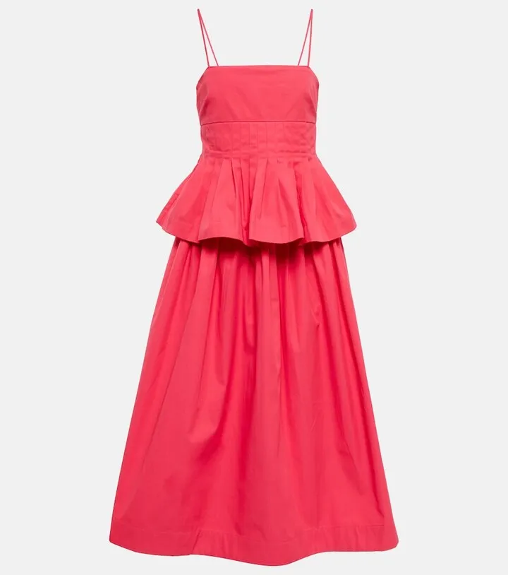 Pleated cotton midi dress