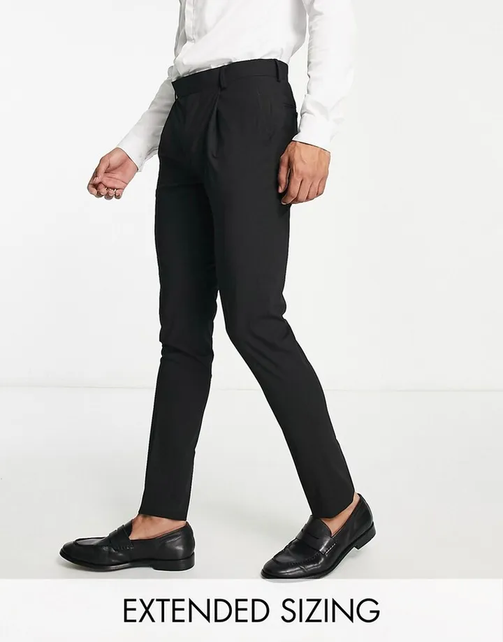 Noak 'Camden' skinny premium fabric suit pants in black with stretch