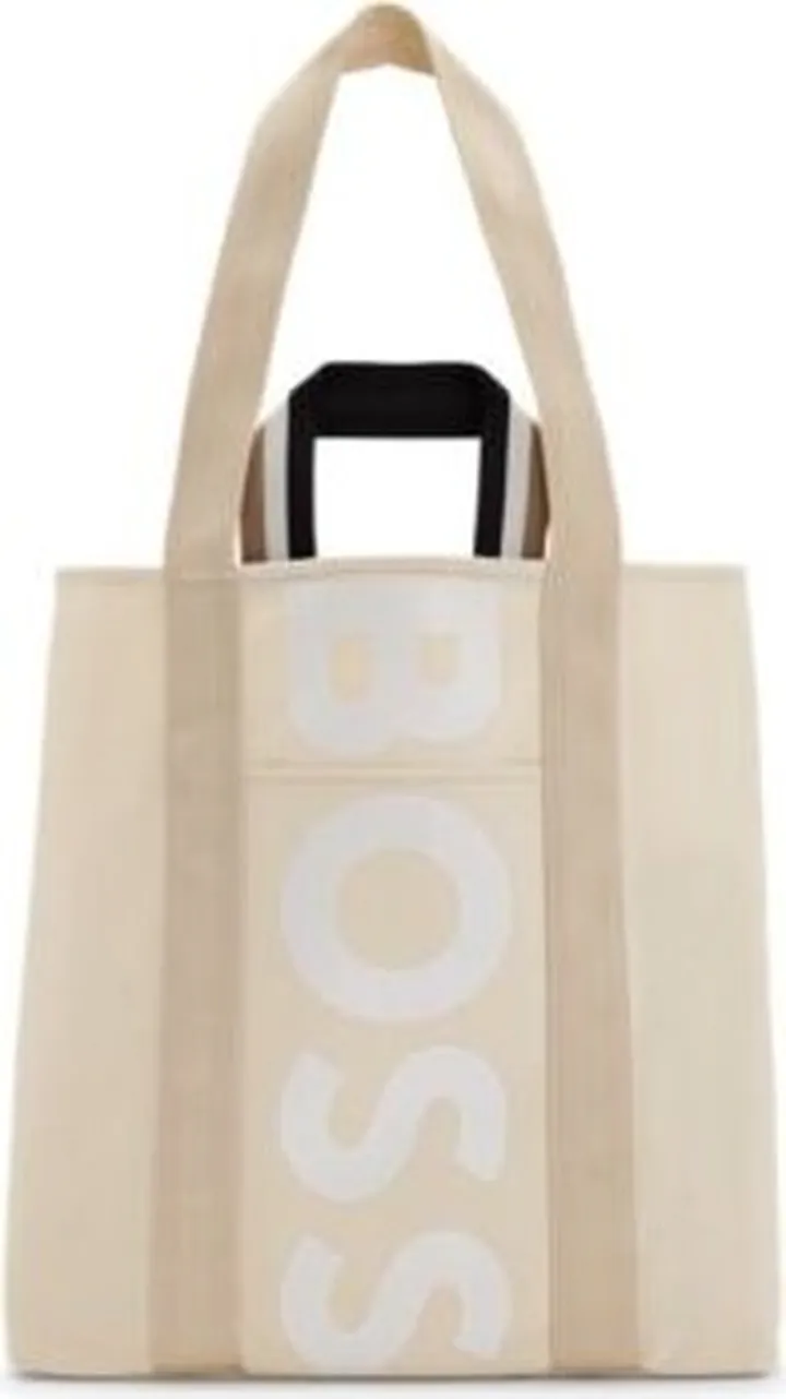 Structured-canvas tote bag with printed logo