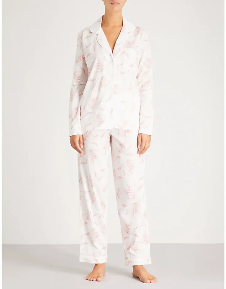 Womens White Pink Deia Cotton-voile Pyjama set