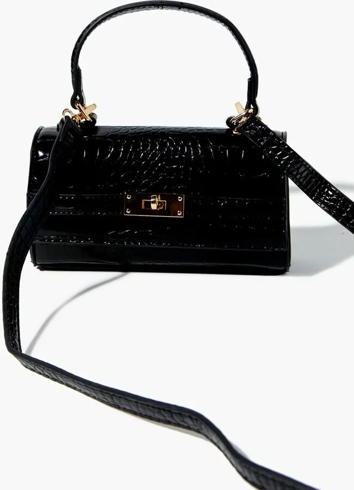Faux Croc Leather Crossbody Bag