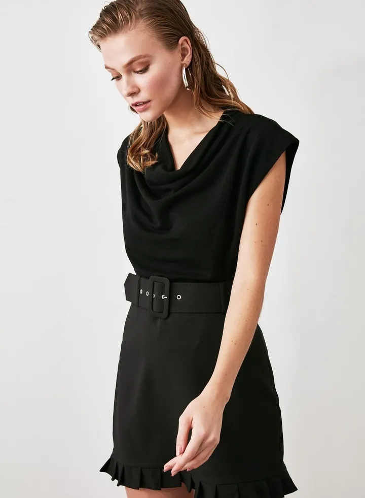 High Waist Ruffle Hem Skirt