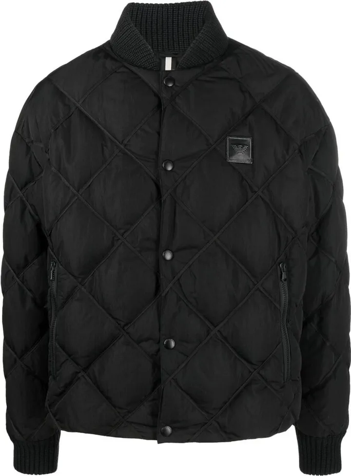 Logo-Patch Diamond-Quilted Bomber Jacket