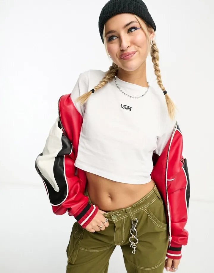Vans flying v crop top in white