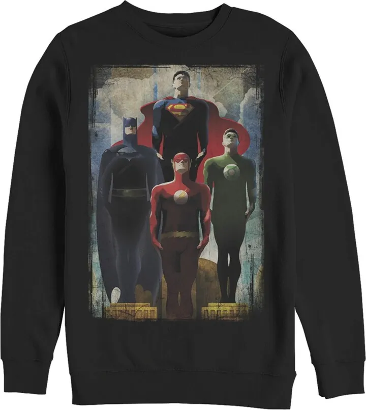 Men's Justice League Hero Artistic Poster Sweatshirt - Black - Medium