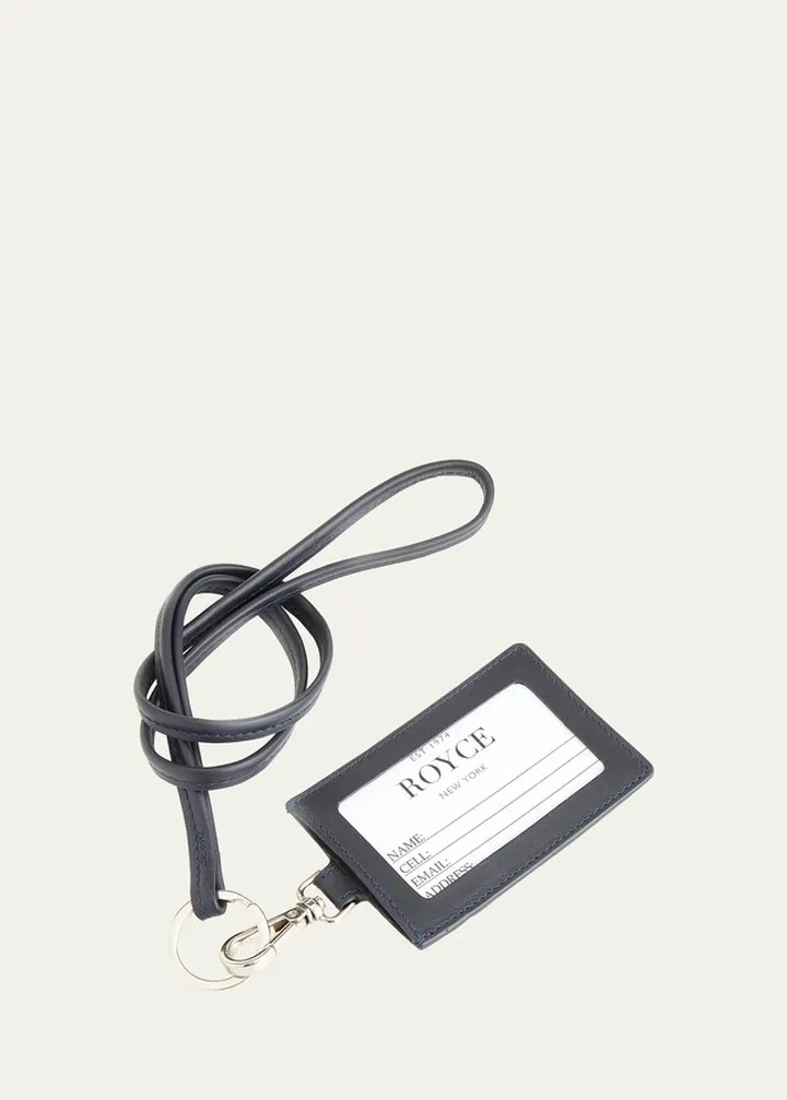 Personalized Leather Lanyard Id Holder