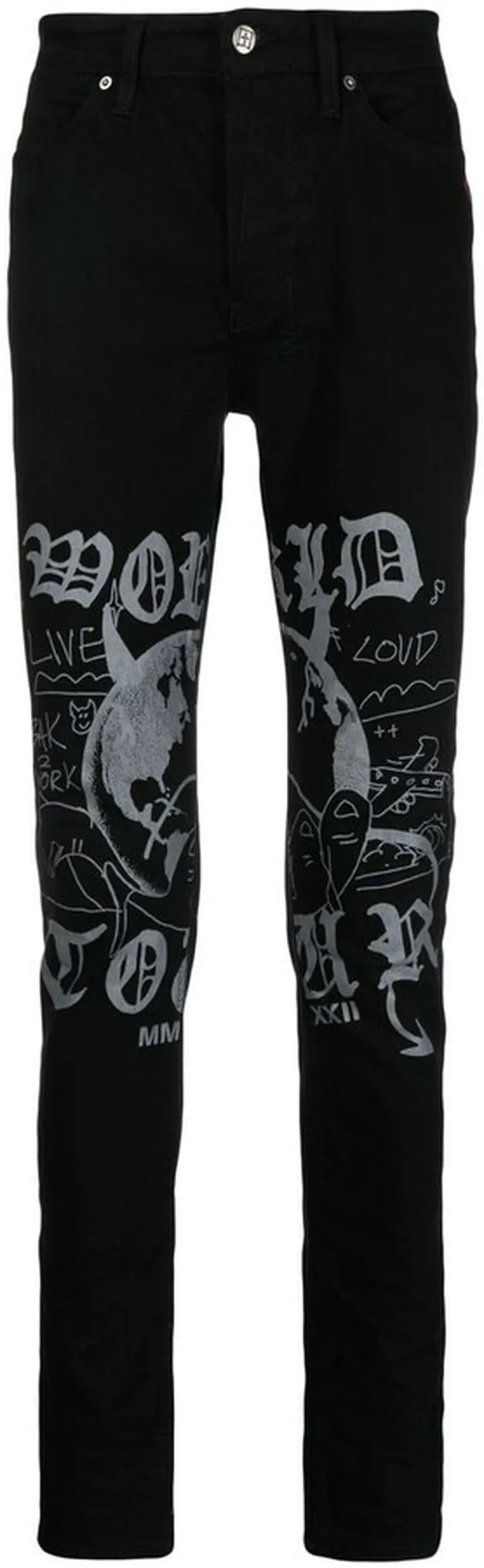 Graphic-Print Five-Pocket Skinny Trousers