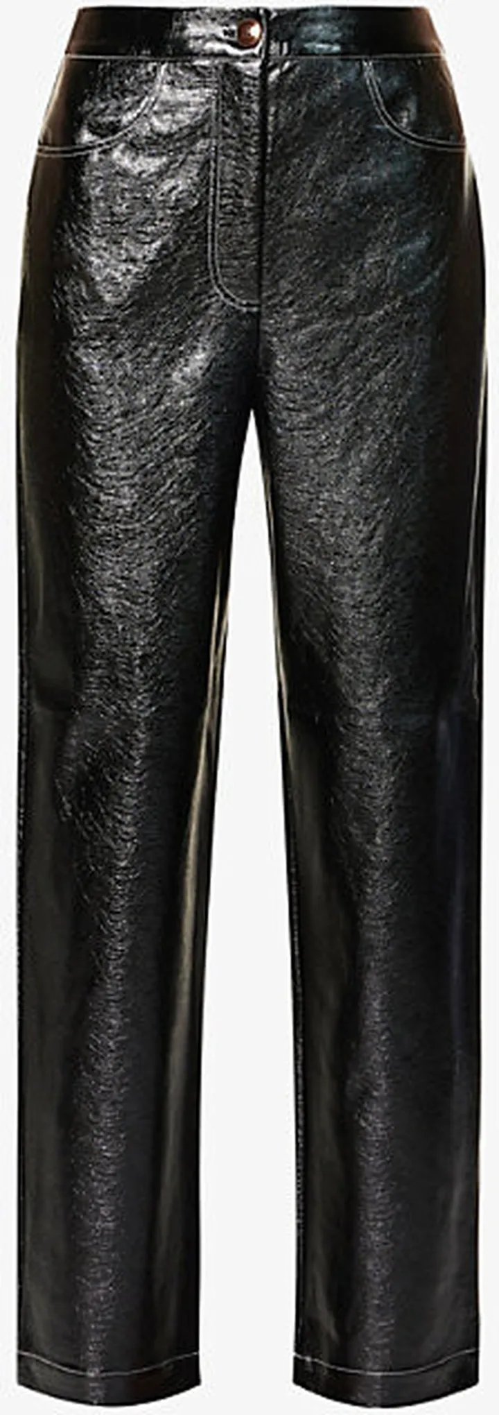 Womens Black Janice Straight-leg Mid-rise Faux-leather Trousers