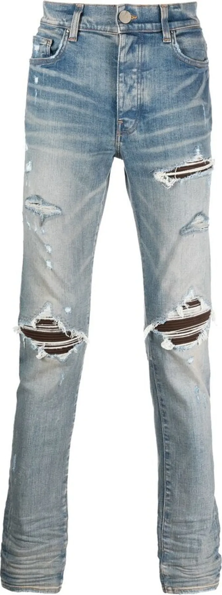 Distressed Slim-Cut Jeans