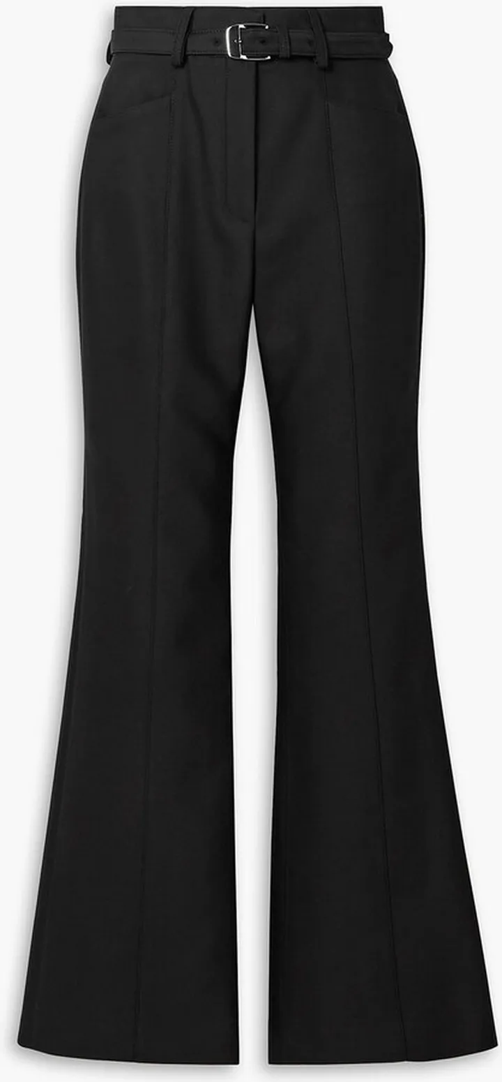 Belted wool-blend flared pants