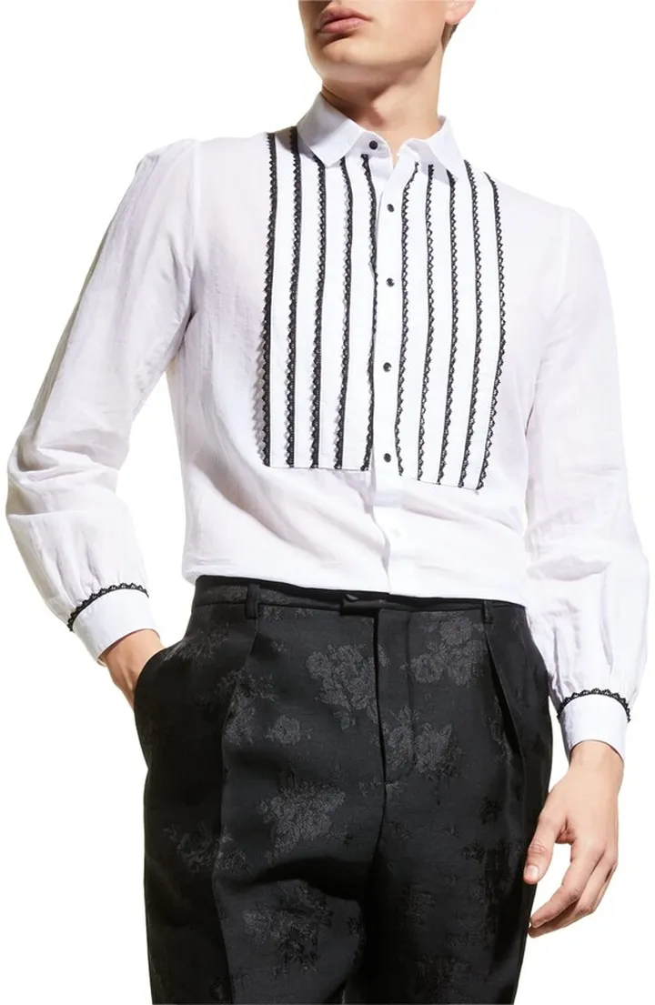 Men's Toile Flame Bib Dress Shirt
