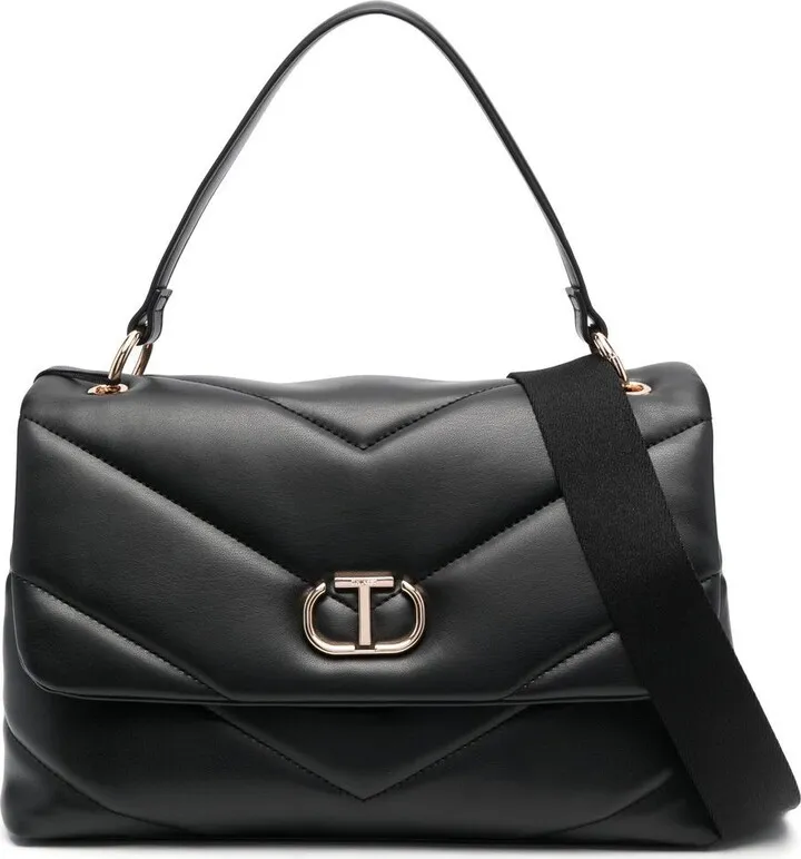 Logo-Plaque Quilted Tote Bag