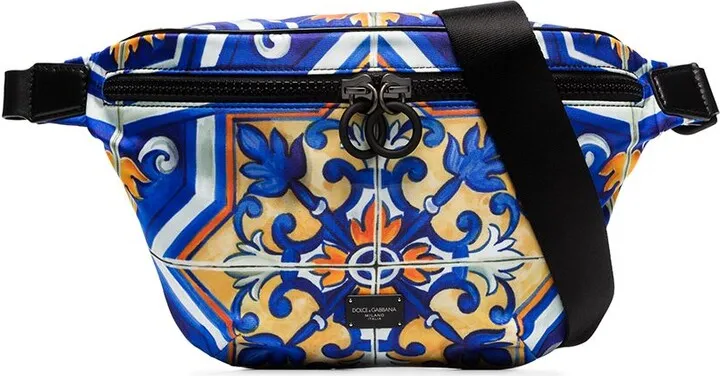 Tile-Print Crossbody Belt Bag