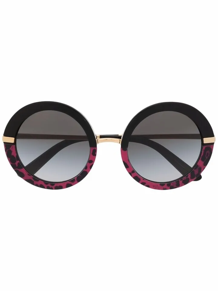Half-print round-frame sunglasses