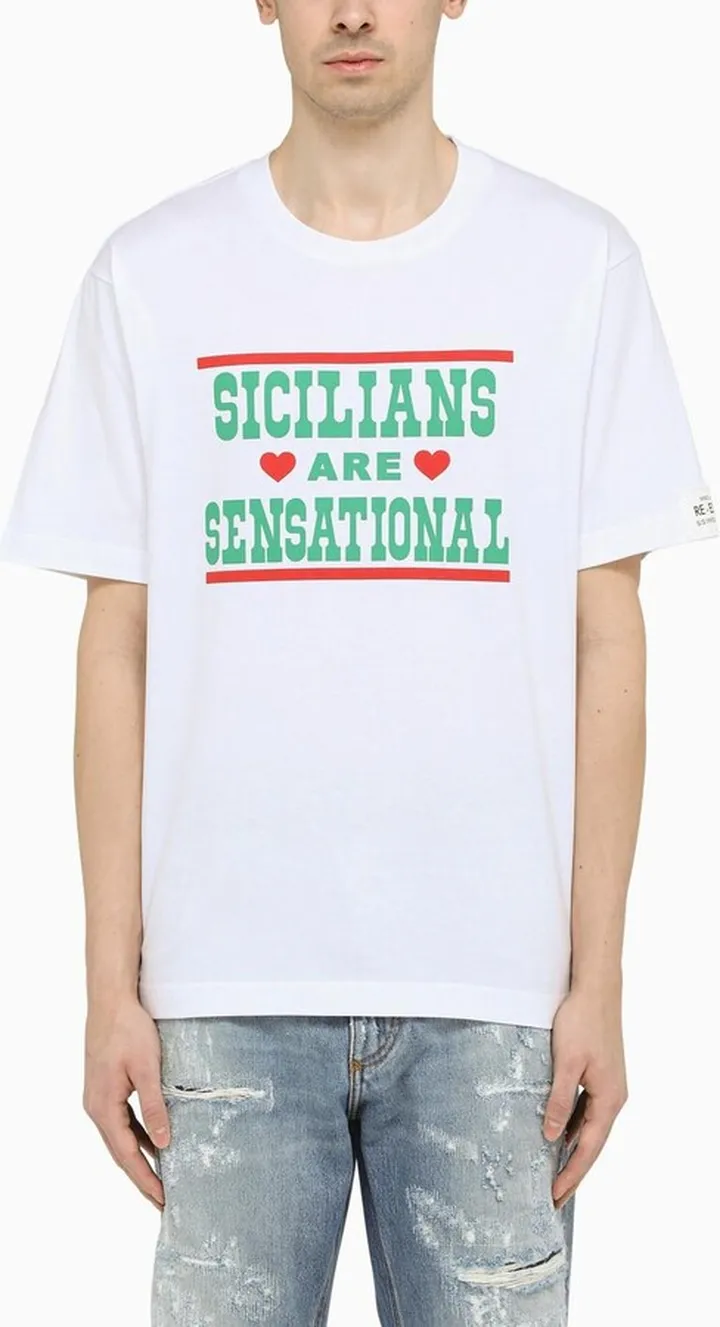 White Crew-neck T-shirt With Print
