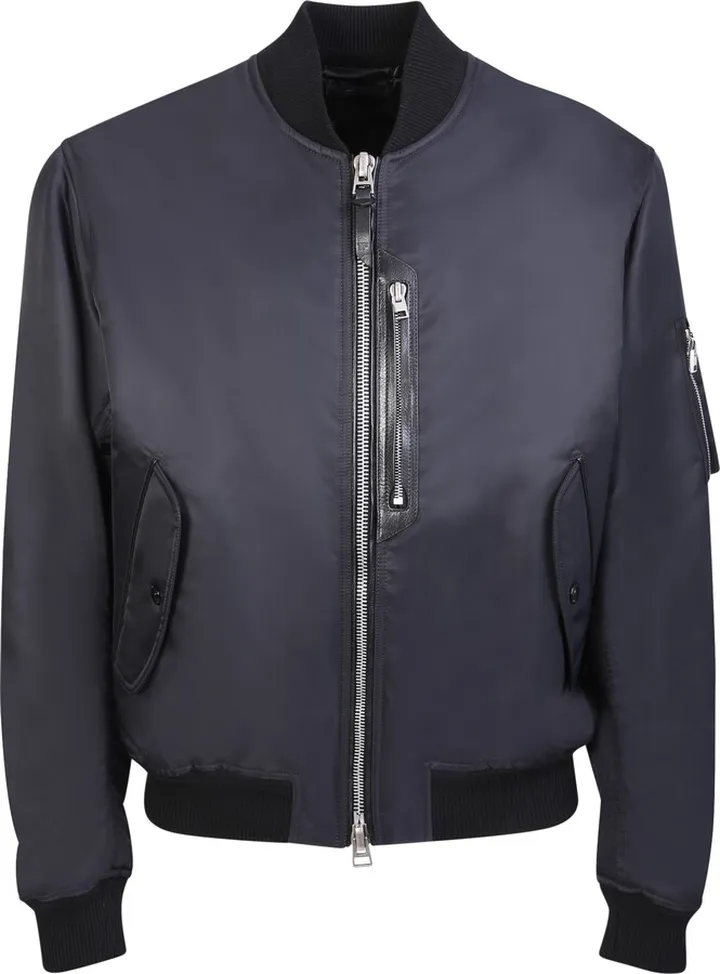 Black Nylon Compat Bomber Jacket