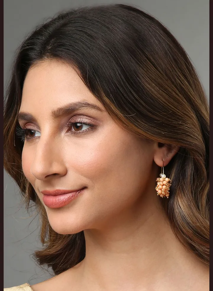 Gold-Plated Pearls Half Hoop Earrings