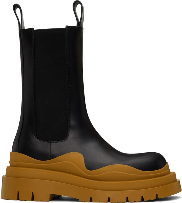 Bottega Veneta Black Tire Chelsea Boots