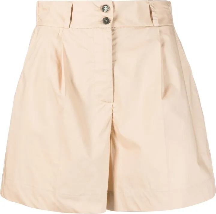 Pleat-Detail High-Waisted Shorts