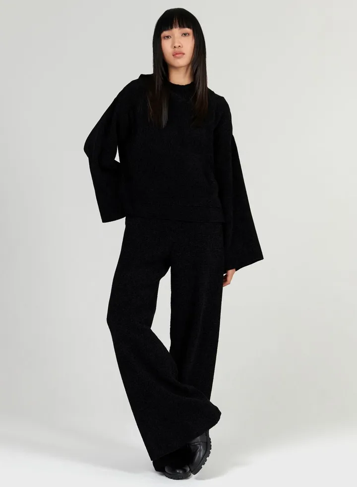 Wide-Leg Chenille Knit Trousers