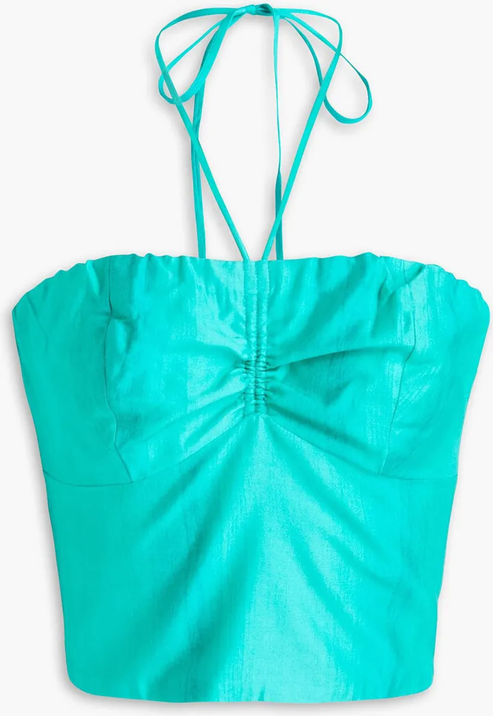 Mirella shirred woven halterneck top