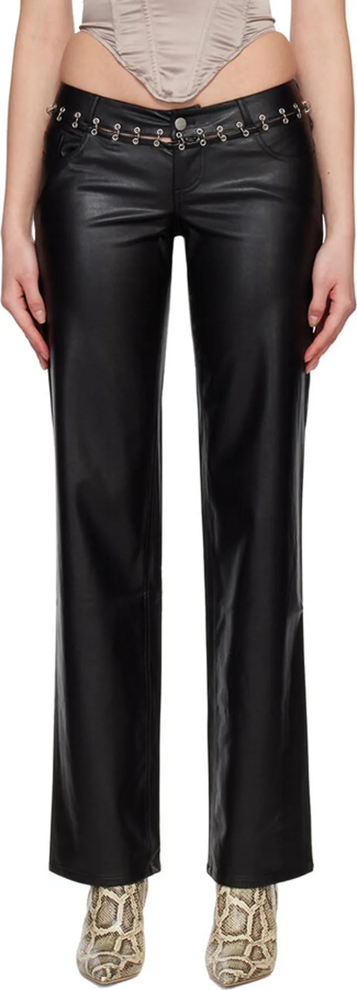 Miaou Black Marco Faux-Leather Pants