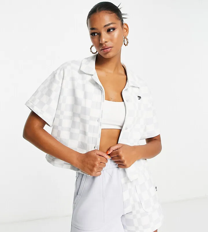 Puma Downtown checkerboard shirt in pale blue and white