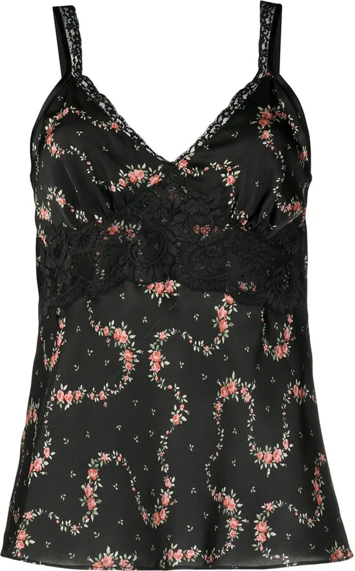 Flower Garland satin cami top